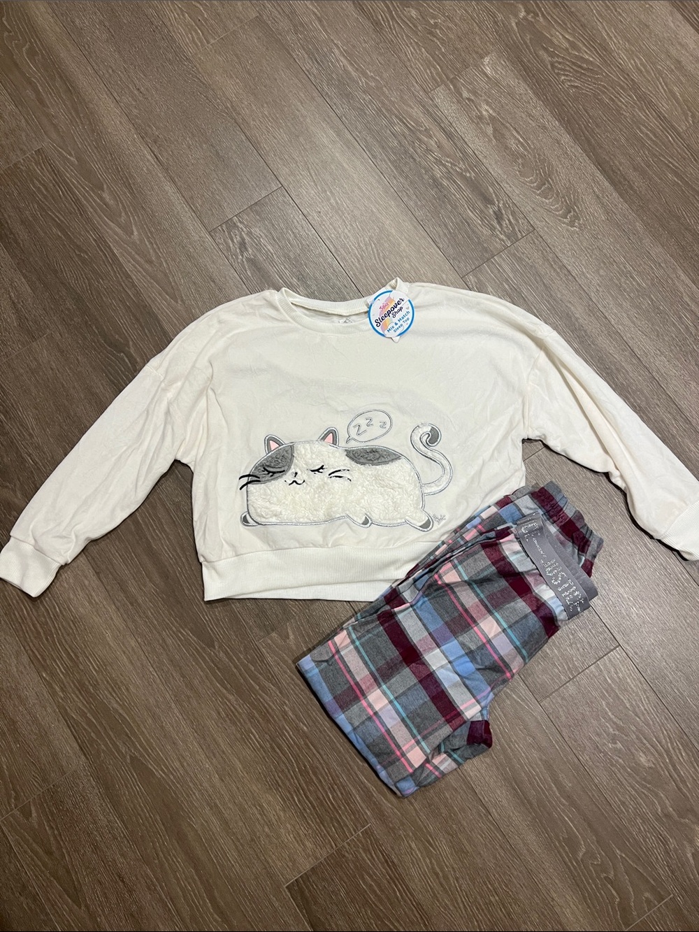 Plaid cat PJ set